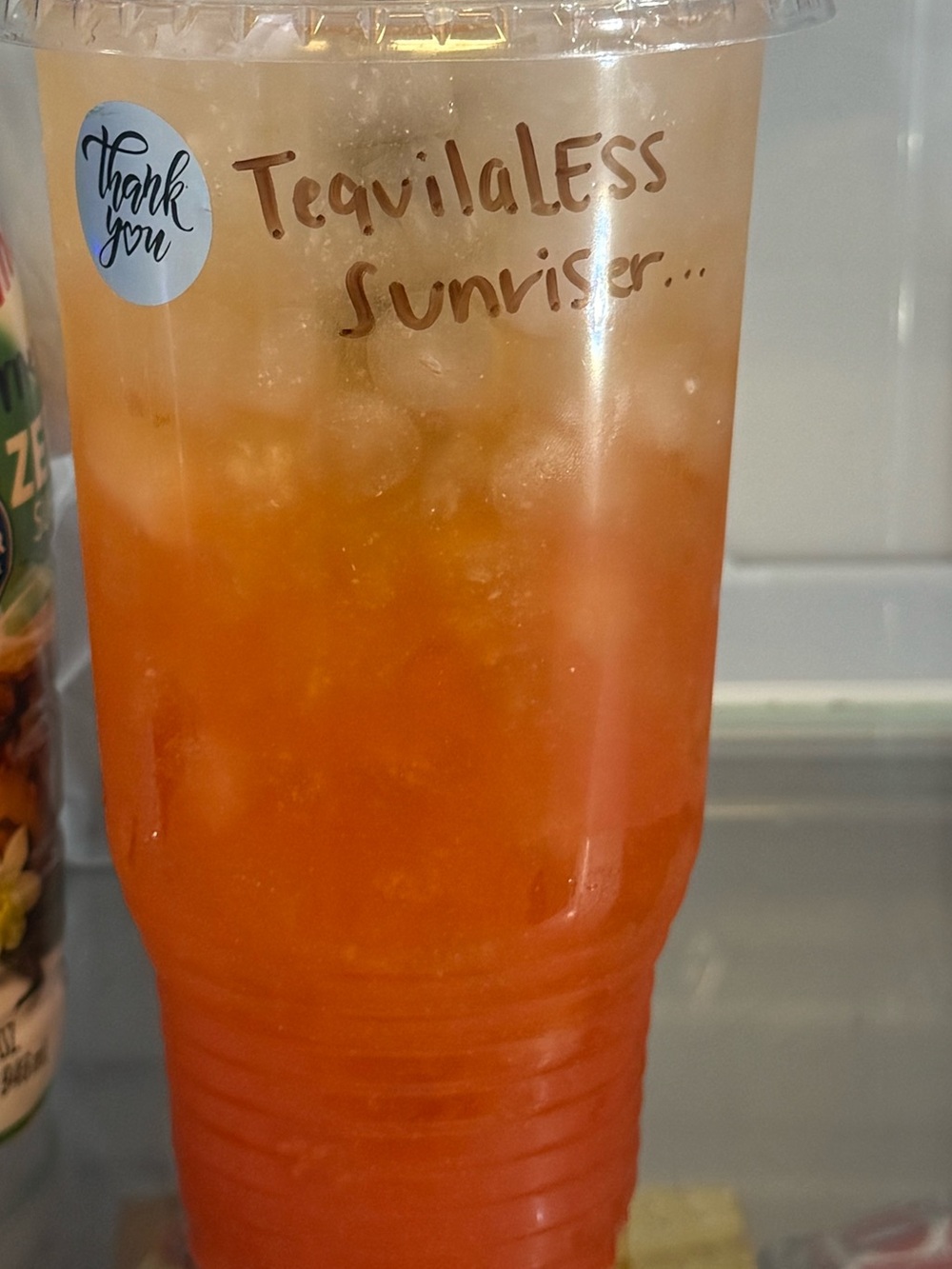 Plastic Iced Beverage Cup with Lid and Straw - Orange Gradient